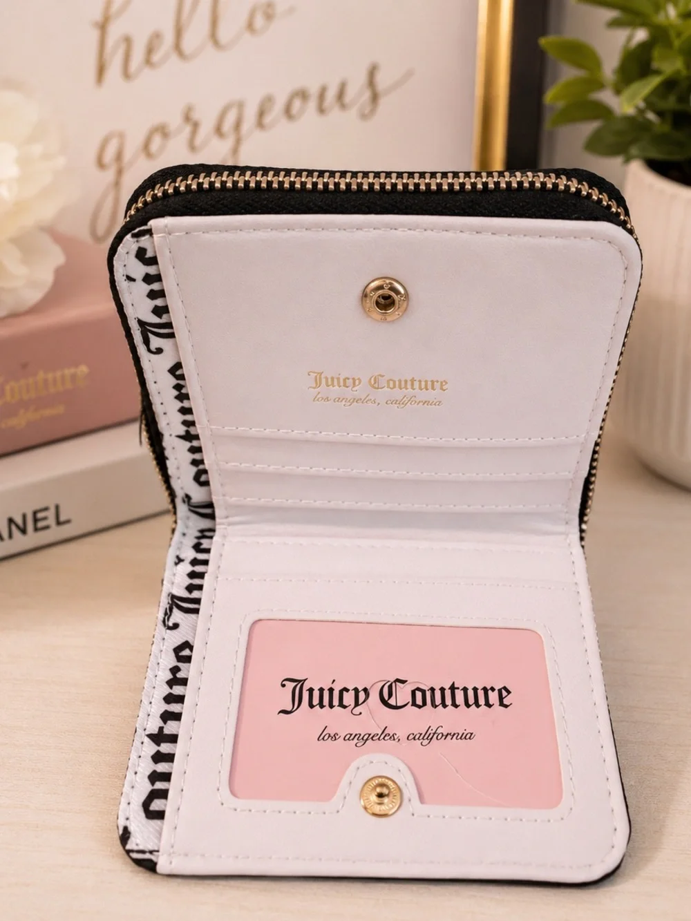 Juicy Couture Black Checkered Wallet Coin Purse Y2K - Picture 2 of 6